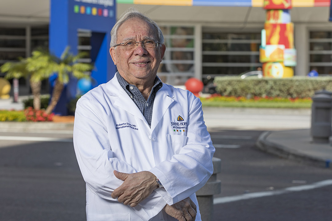 Roberto Sosa, M.D., outside Johns Hopkins All Children's Hospital