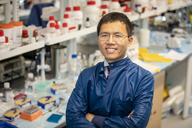 Xiangbo Ruan, Ph.D., in the lab at Johns Hopkins All Children's Hospital