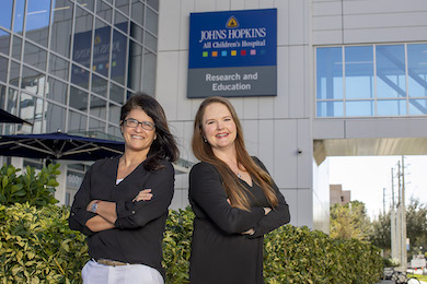 Raquel Hernandez, M.D., M.P.H., FAAP, left, principal investigator of the research study; and Melissa Faith, Ph.D., ABPP, co-investigator.