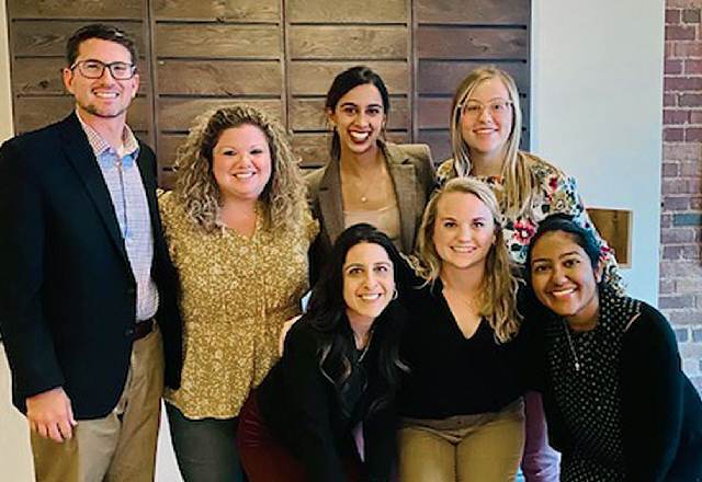 Assistant professor John Morrison, M.D., and trainees at the conference. Front row: Reka Gupta M.D., McKenna Murphy, M.D., Madhuri Prasad, M.D.; Back row: Dr. Morrison, Maddie Mier, M.D., Priya Patel, M.D., and Liz Masotti, M.D. (Photo from April 2022)