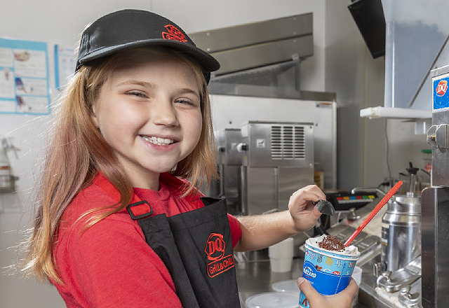 Kelsie making a Dairy Queen®Blizzard®.