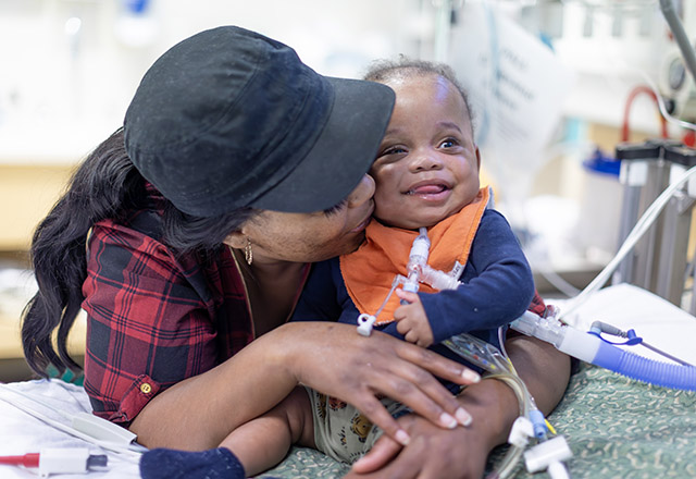 Jahleel and his mother at Johns Hopkins All Children's Hospital