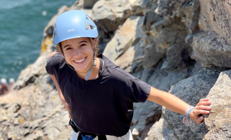 Patient Adelaide going rock climbing, after being treated for chronic pain at Johns Hopkins All Children's, which allows her to do her favorite activities again.