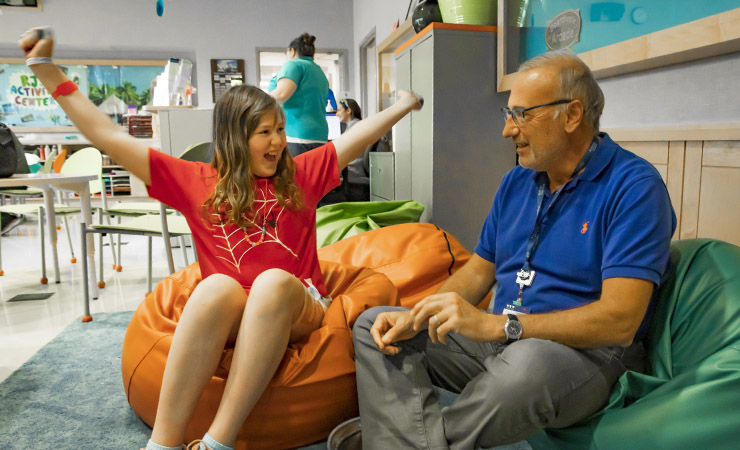 Patient Rebecca with Giovanni Cucchiaro, M.D., at Johns Hopkins All Children's Hospital