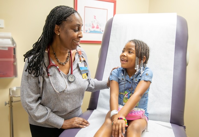Patient Armonie with Dr. Tamara New at Johns Hopkins All Children's
