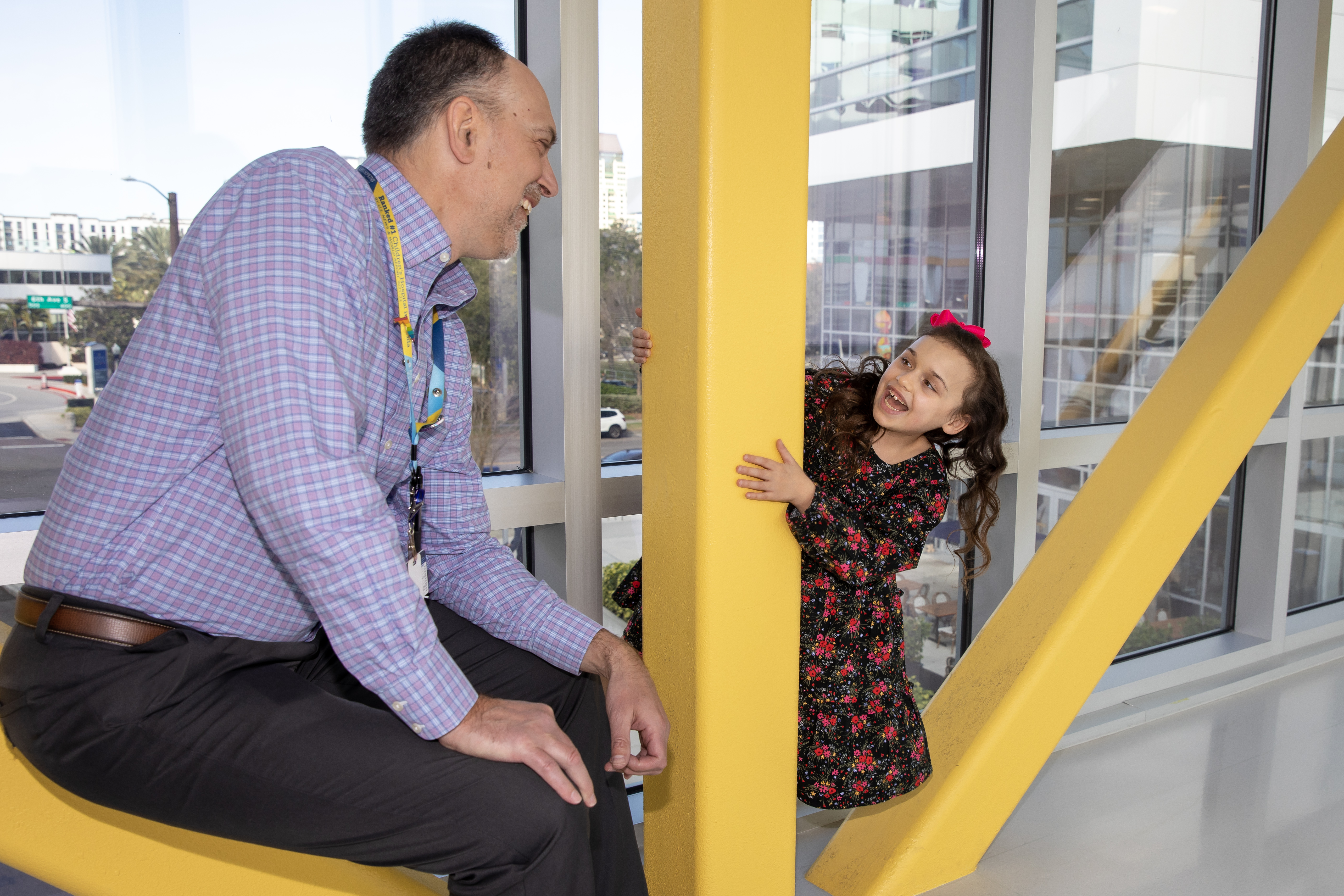 Heart patient Maya with Dr. James Thompson at Johns Hopkins All Children's Hospital