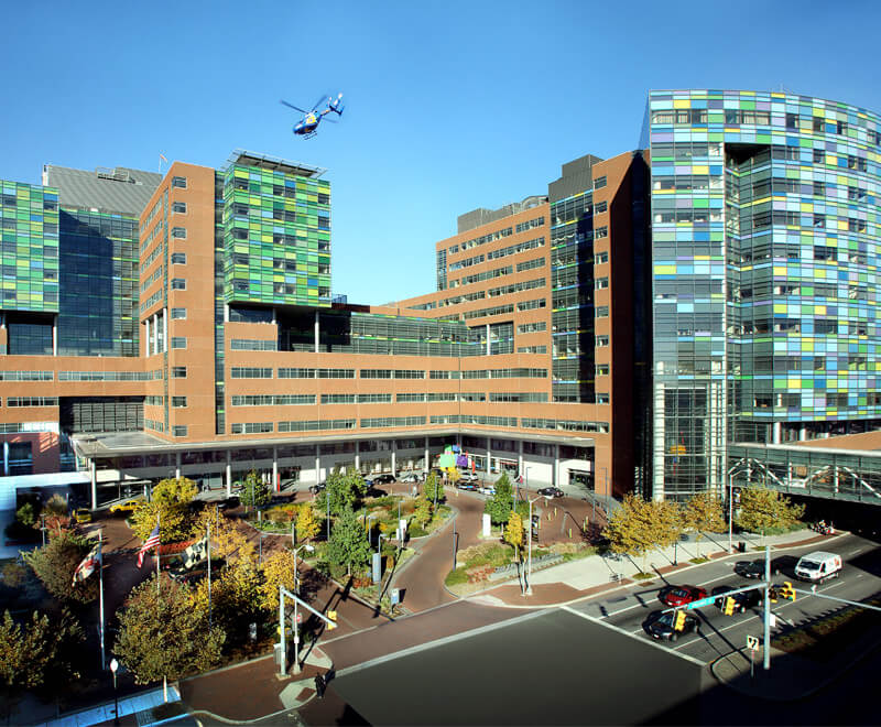 an exterior shot of The Johns Hopkins Hospital