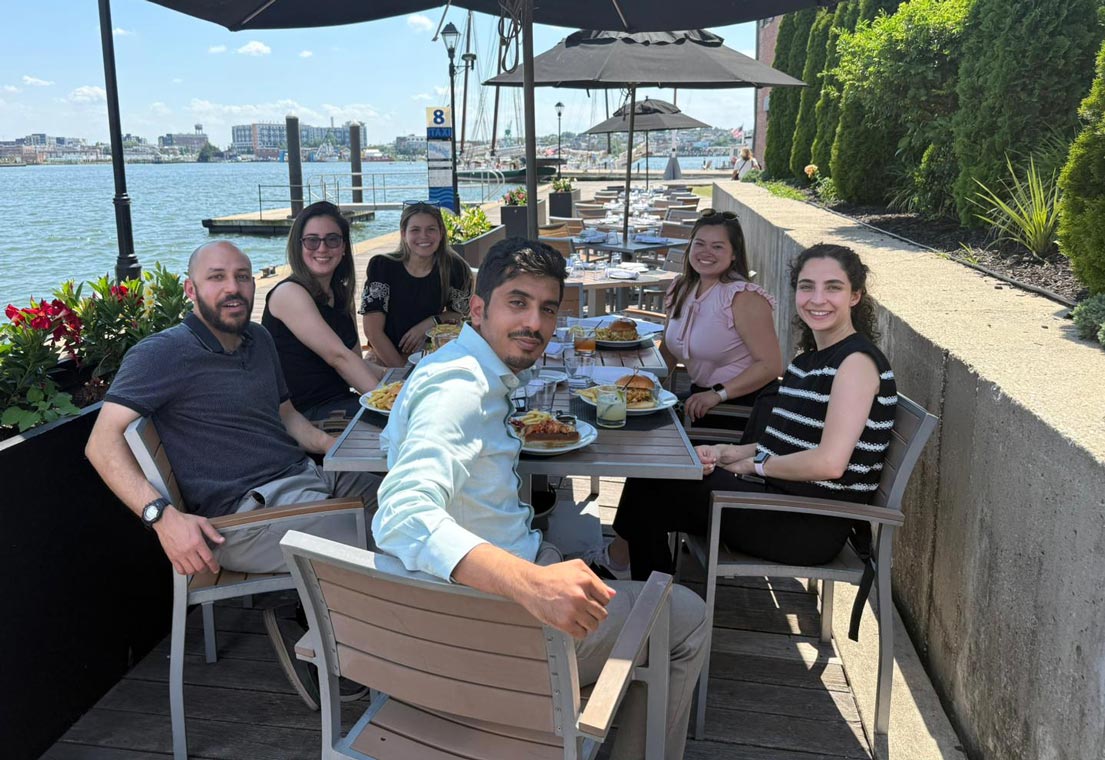 Group of nephrology fellows at dinner