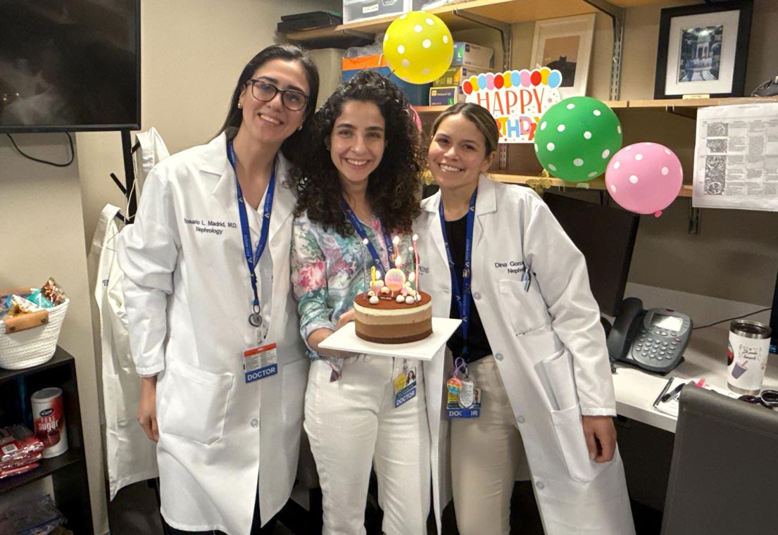 Group of nephrology fellows celebrating