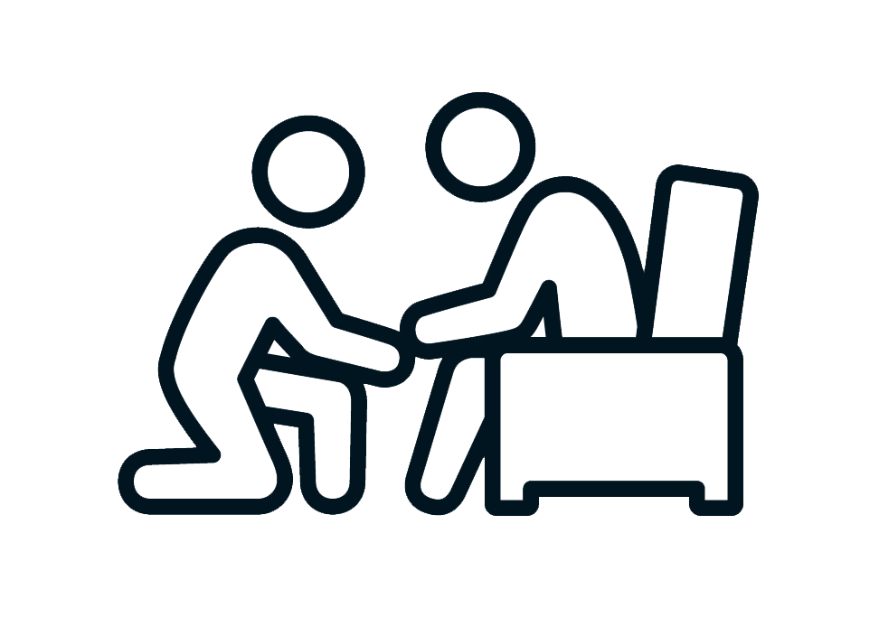 Illustrated therapist helping a patient up from a chair