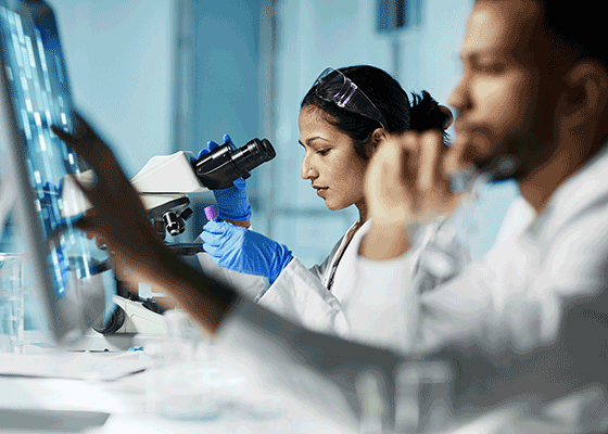Two researchers in the lab
