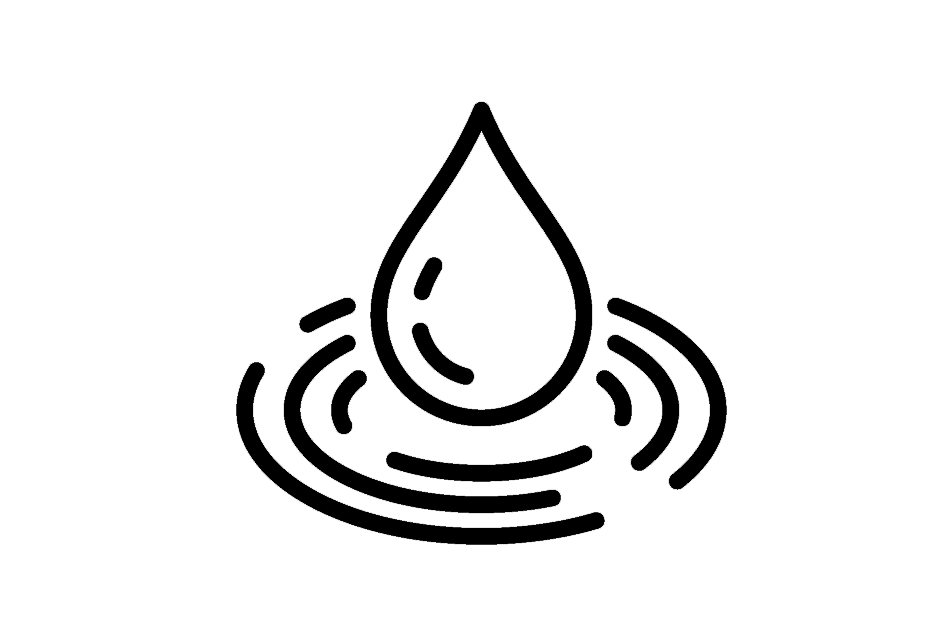 Illustrated water droplet with circular ripple