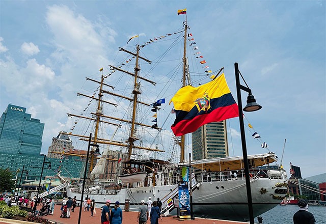 Picture of the antique ship in the Baltimore Inner Harbor.