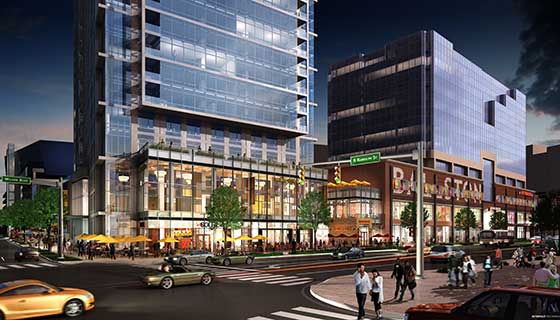 Conceptual shot of new Ballston clinic with pedestrians walking by