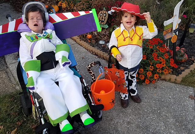 Xavier and his brother in their halloween costumes