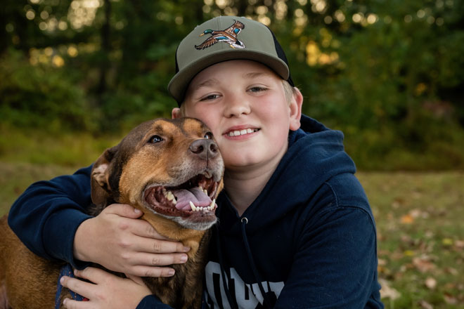 Camden Pack-Witmer and his dog, Clover