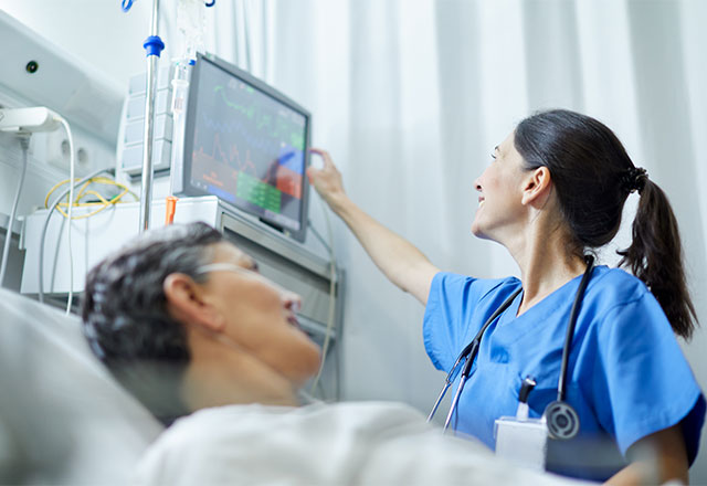 Clinician performing a diagnostic test on a patient.