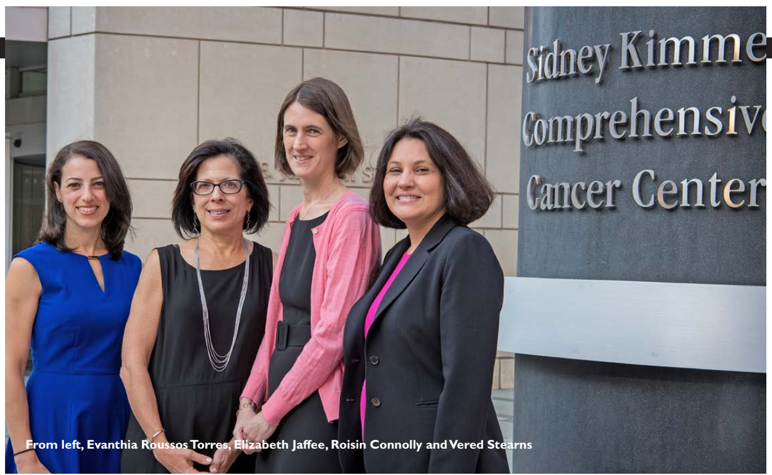 From left, Evanthia Roussos Torres, Elizabeth Jaffee, Roisin Connolly and Vered Stearns Credit: Courtesy of the Johns Hopkins Kimmel Cancer Center