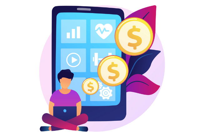 graphic of phone with financial apps