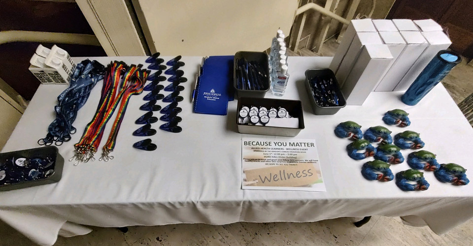 Assorted items on table