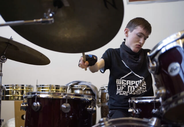 Owen playing drums