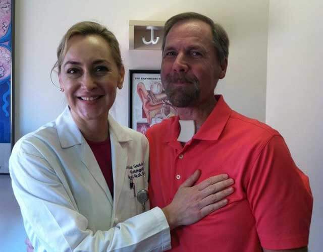 Steve, a Johns Hopkins patient, with Dr. Gourin