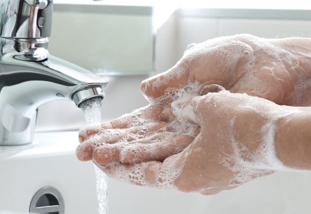 washing hands with soap