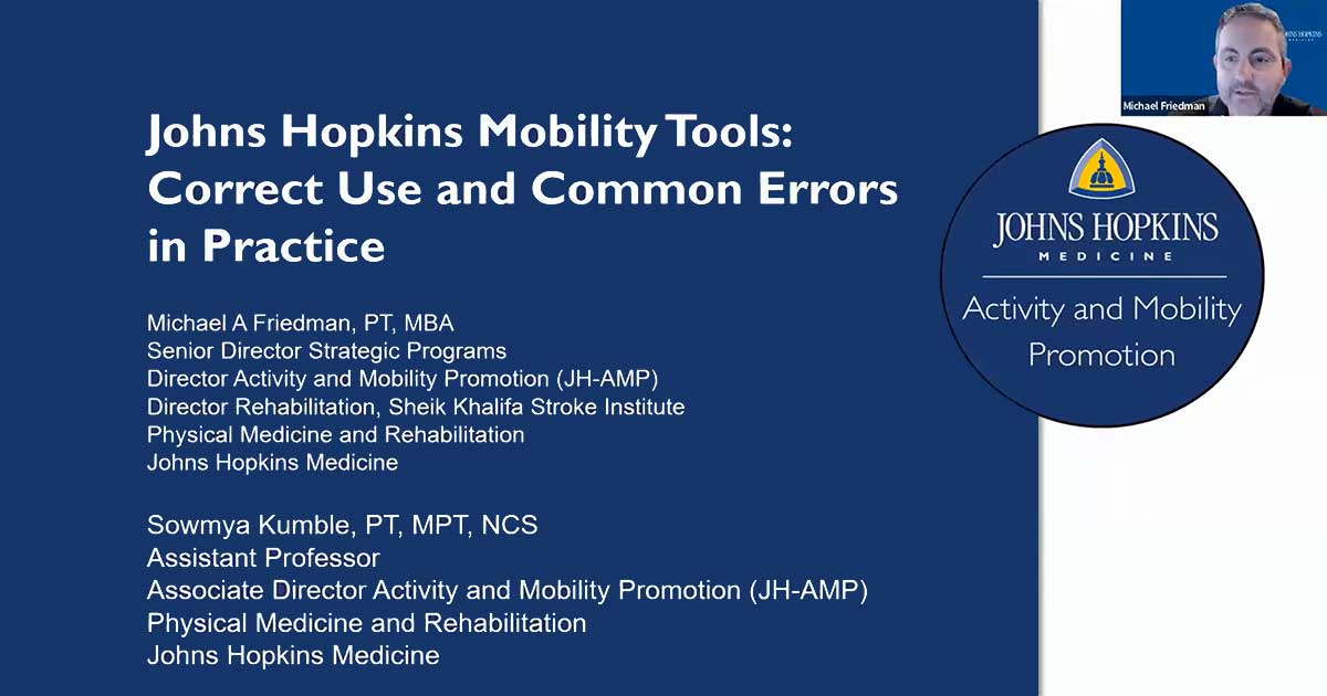 Screenshot from the Johns Hopkins Mobility Tools webinar