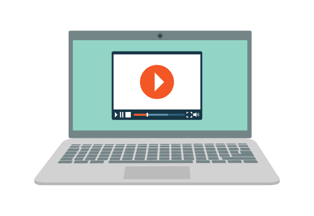 an illustration of a laptop playing a video