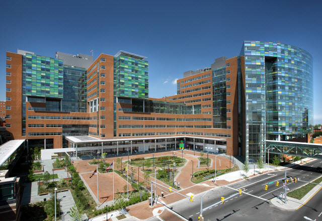 outside shot of the Johns Hopkins Hospital.