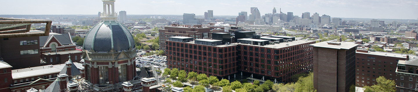 An aerial view of the East Baltimore campus.