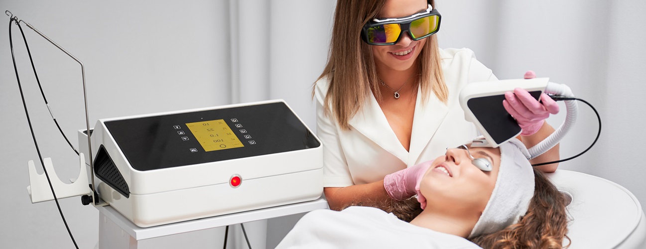 woman receiving a laser treatment
