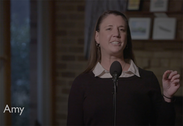 Amy telling her story