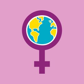 symbol of woman with a globe