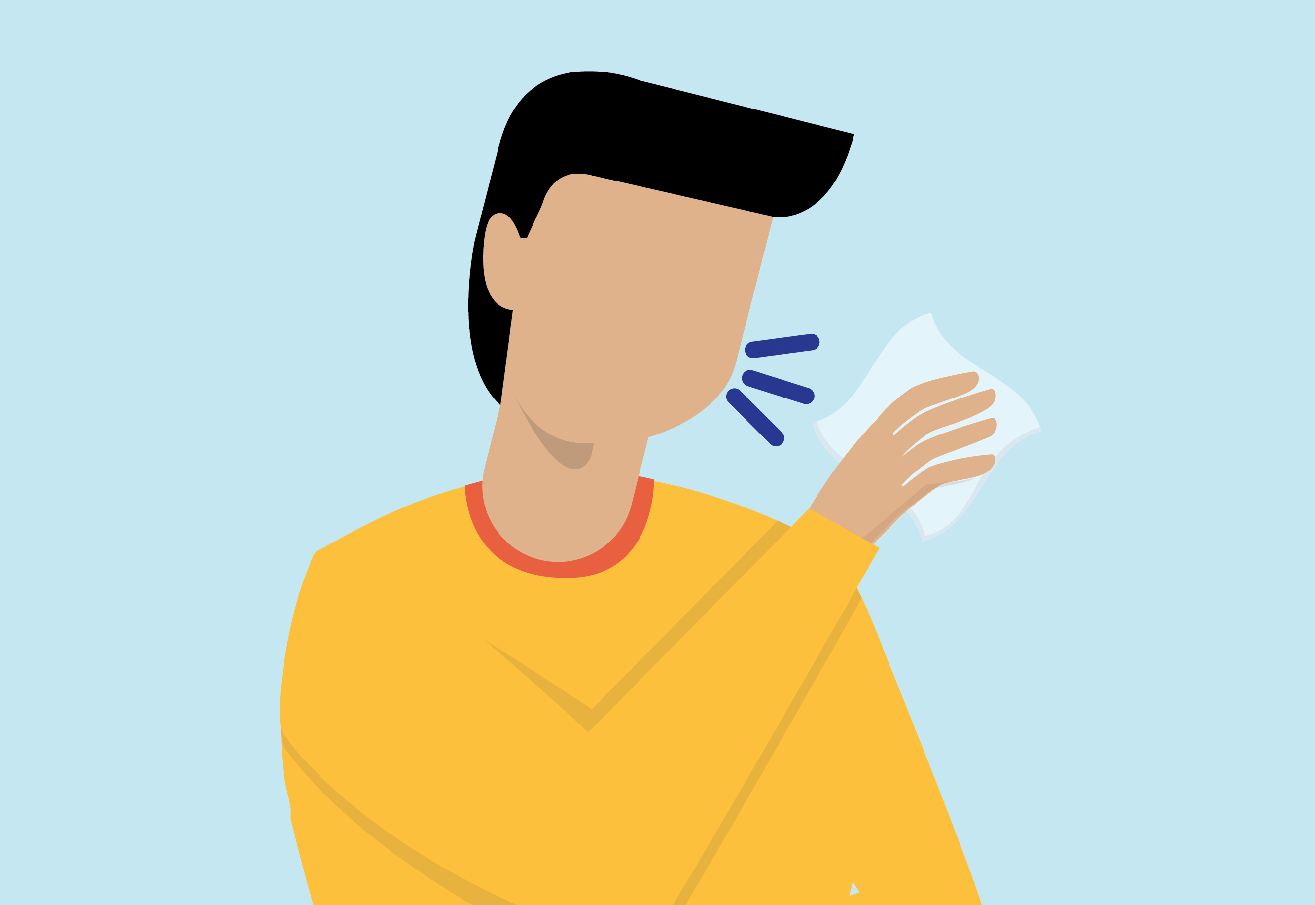 Icon showing man coughing into tissue