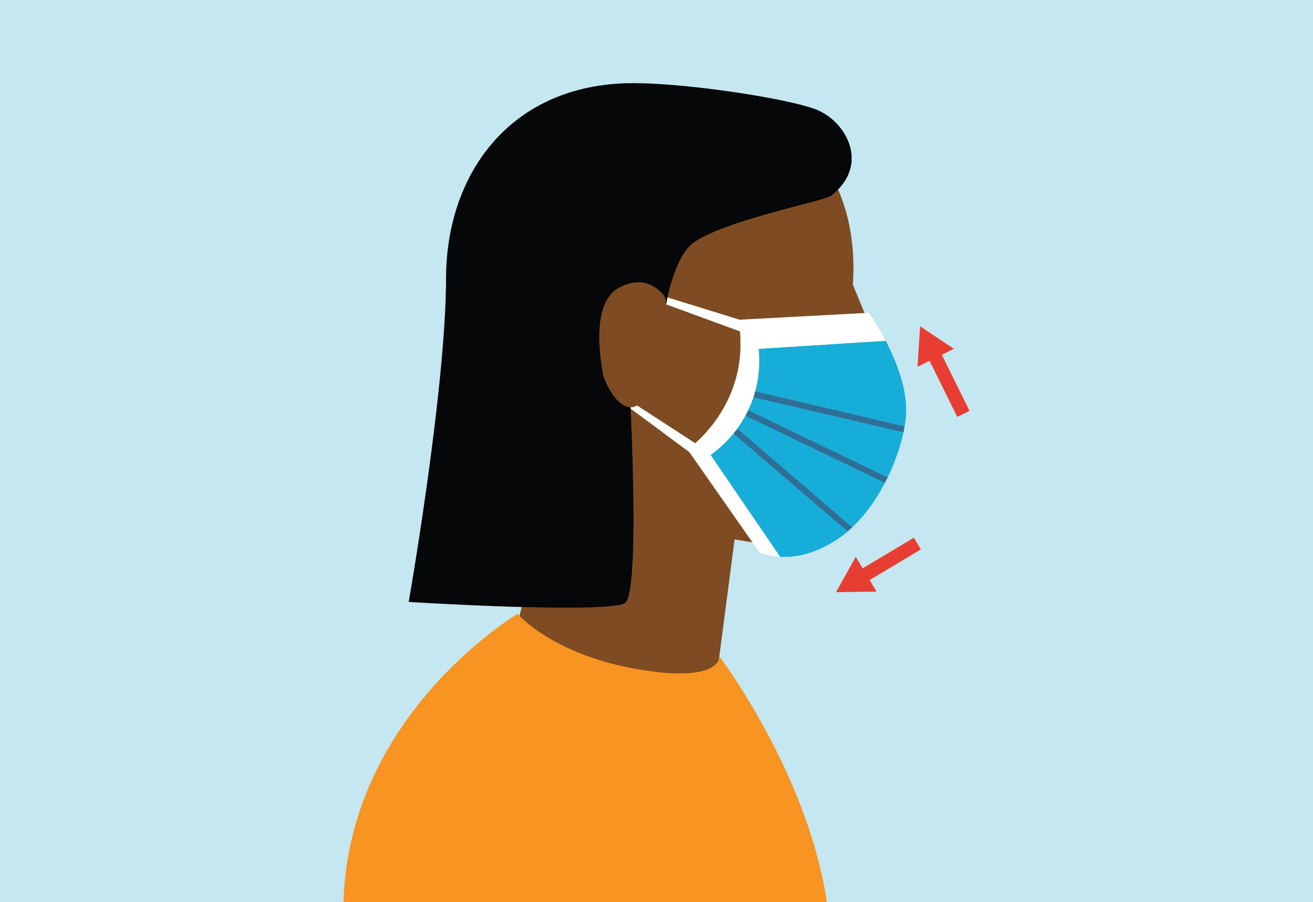 Woman wearing a fitted face mask