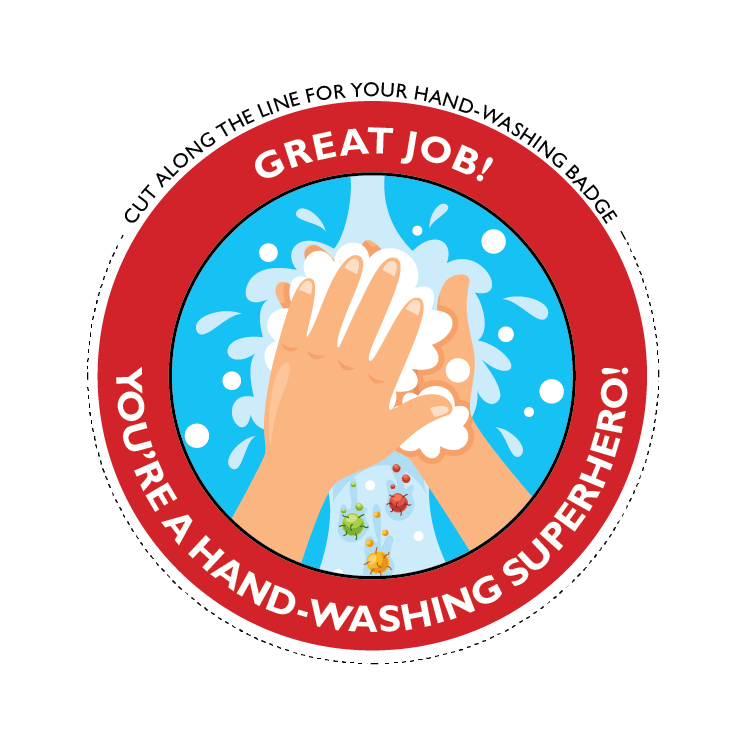 handwashing superhero badge graphic