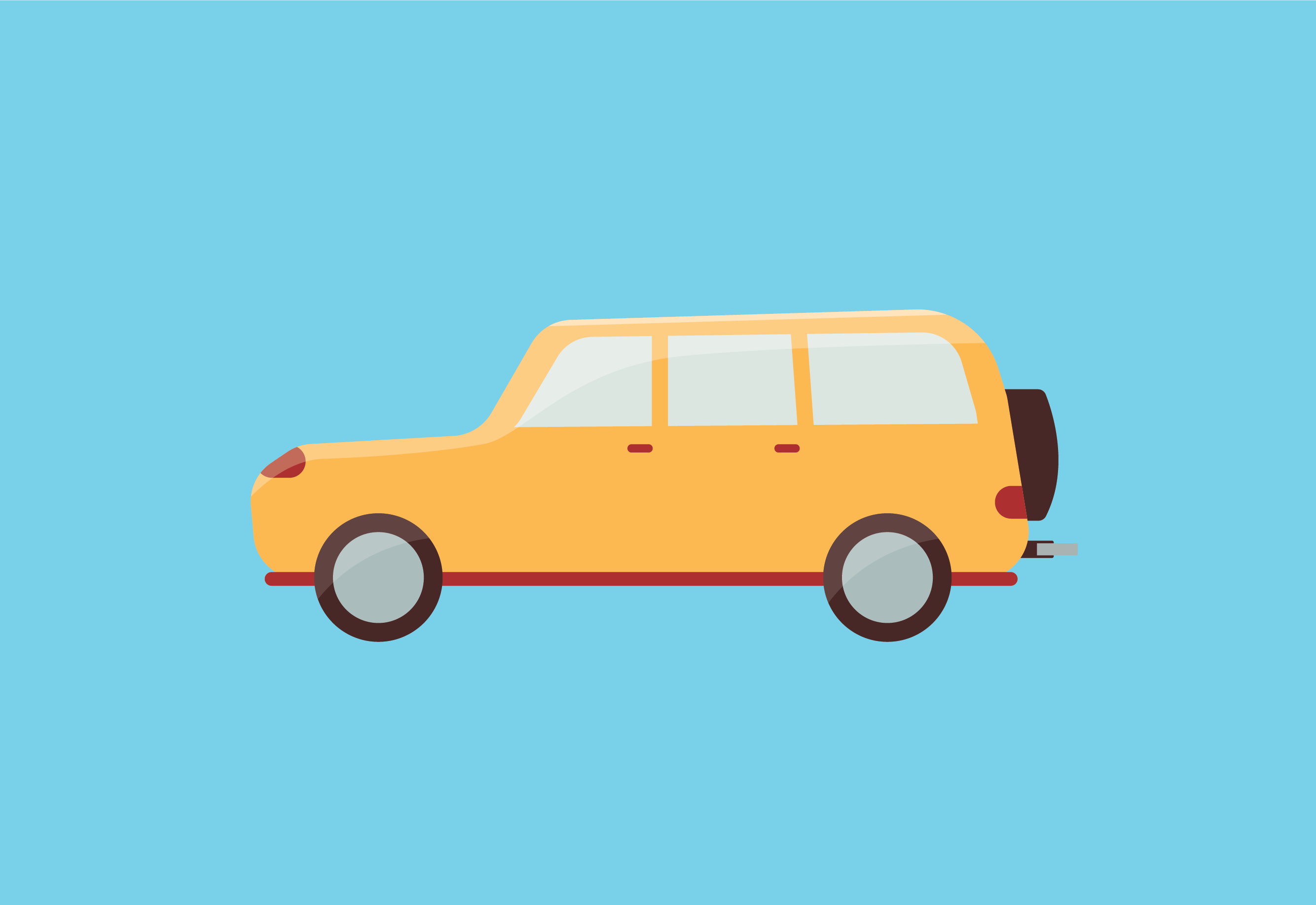 Yellow car in parking lot