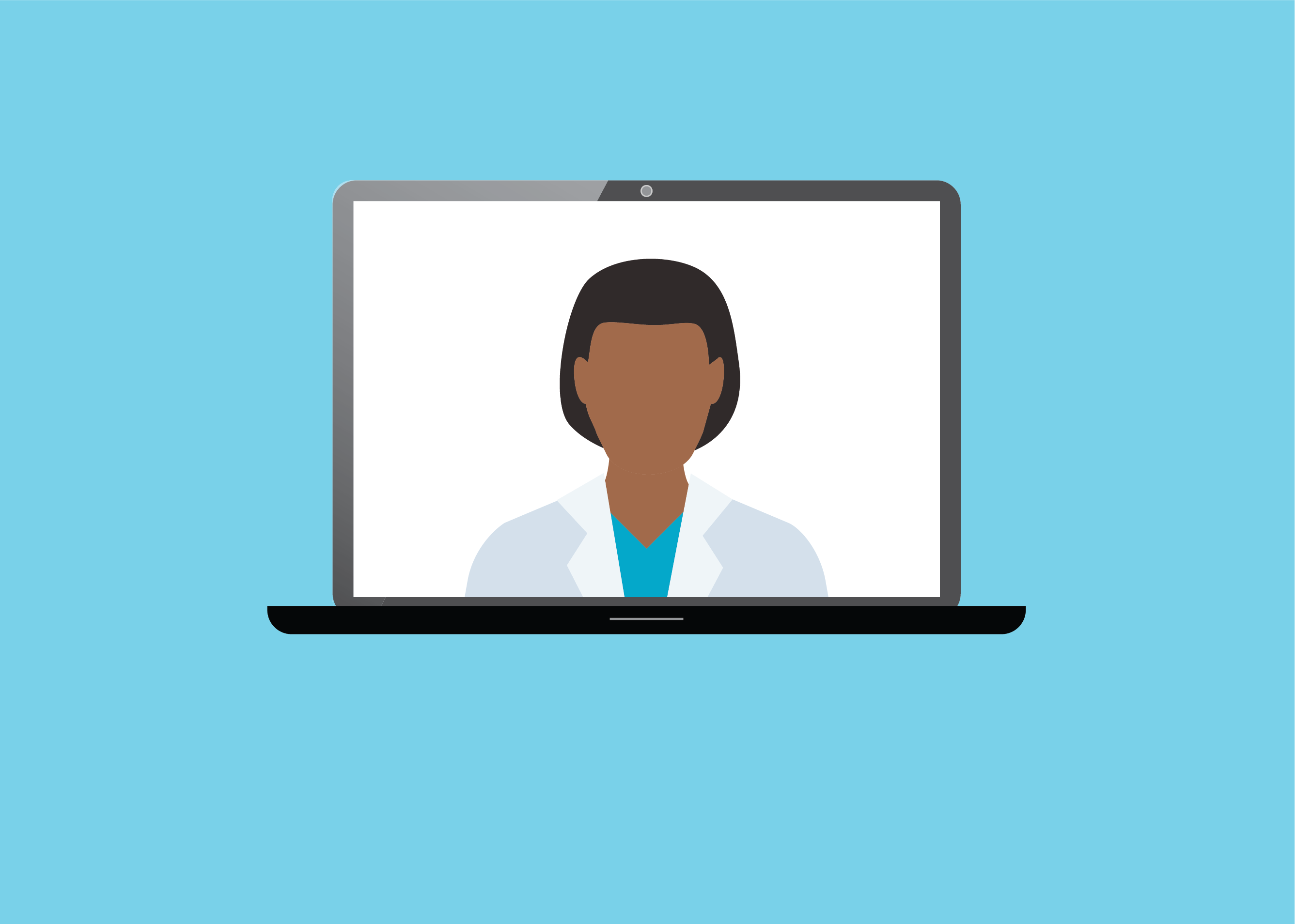 Doctor on computer conducting video visit