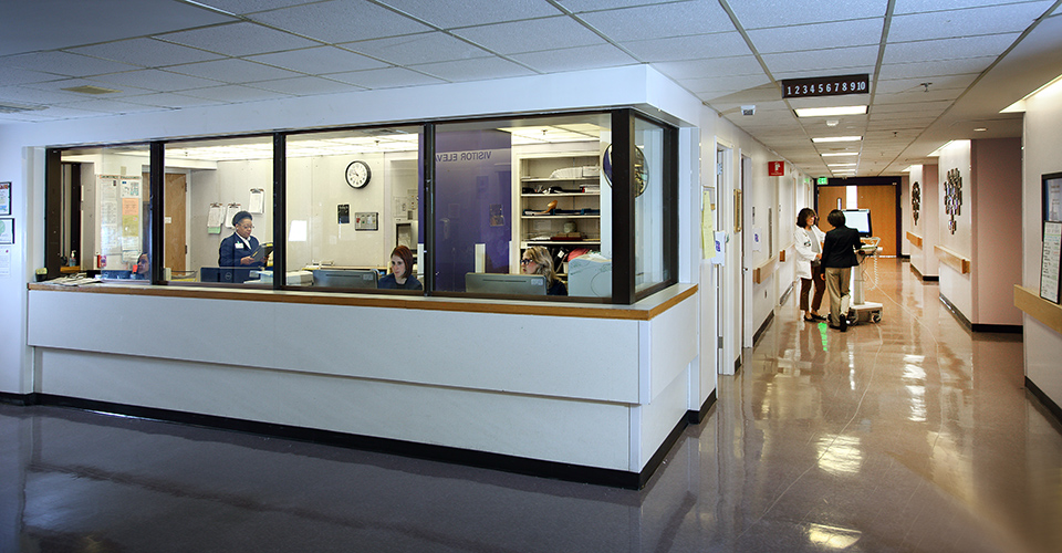 The nurses' station on the unit.