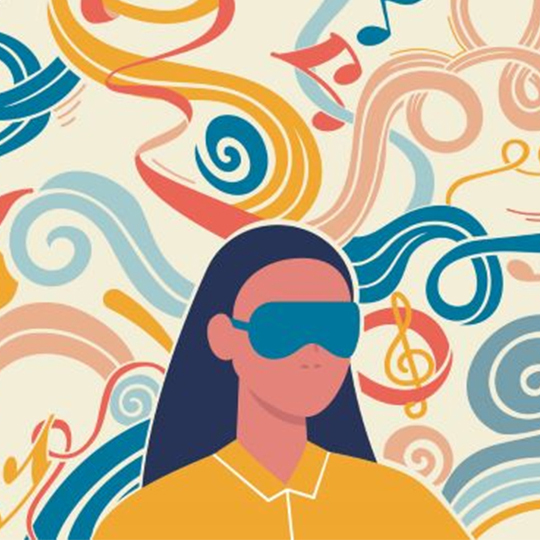 Person with blindfold illustration 