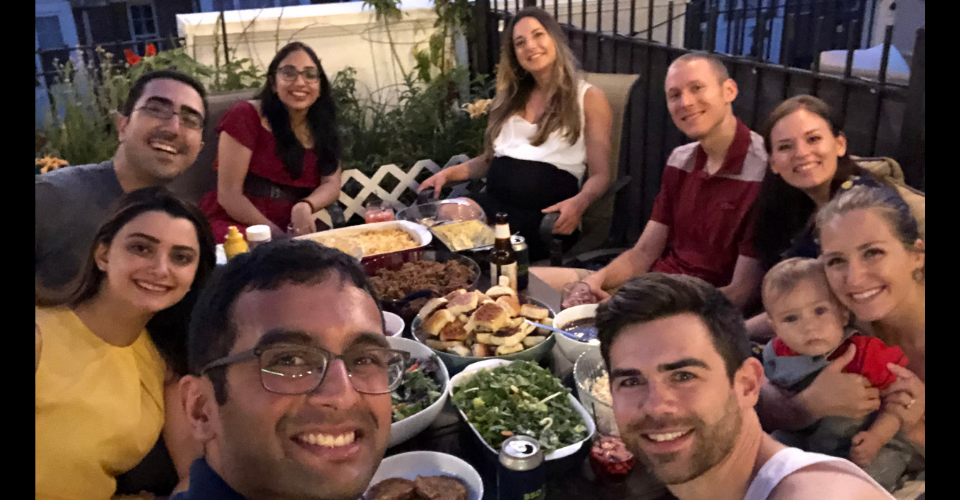 residents on a rooftop deck