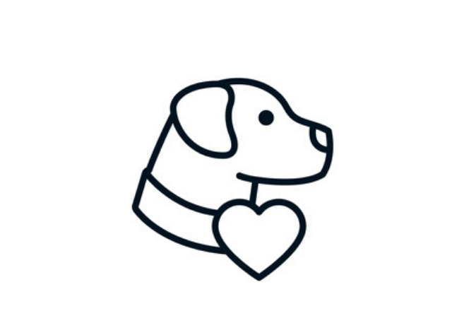 outline of a dog with a heart 