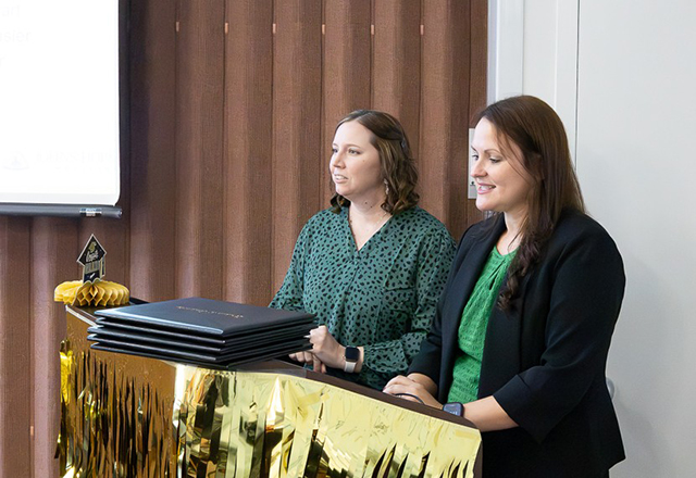 Program co-directors (from left) Eileen Day and Nikki Sewerd-Meneses offered welcoming remarks.