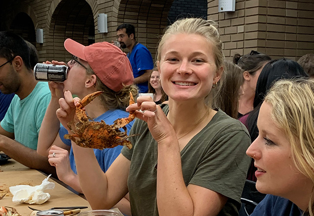 residents at a crab feast