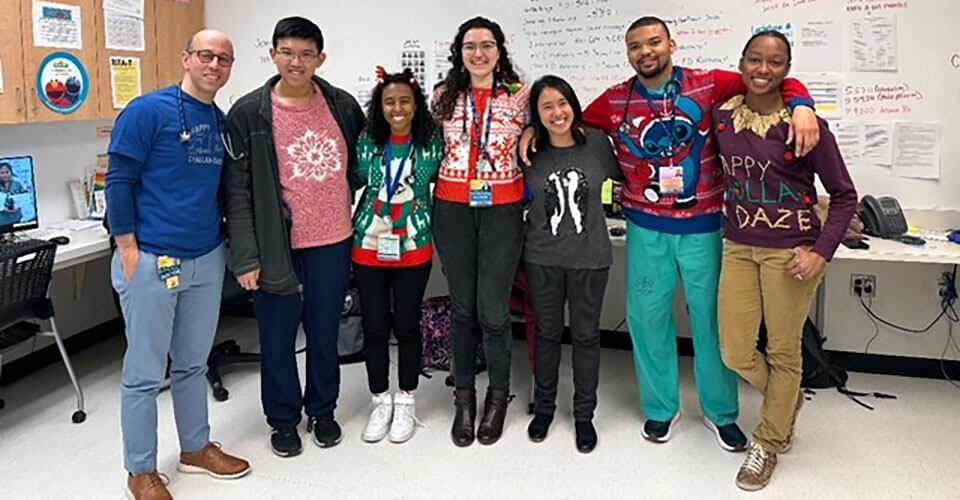 Pediatric residents celebrating the holidays