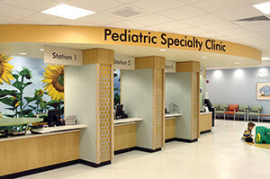The interior of the pediatric specialty clinic.