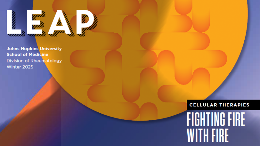 LEAP issue cover orange and purple graphic
