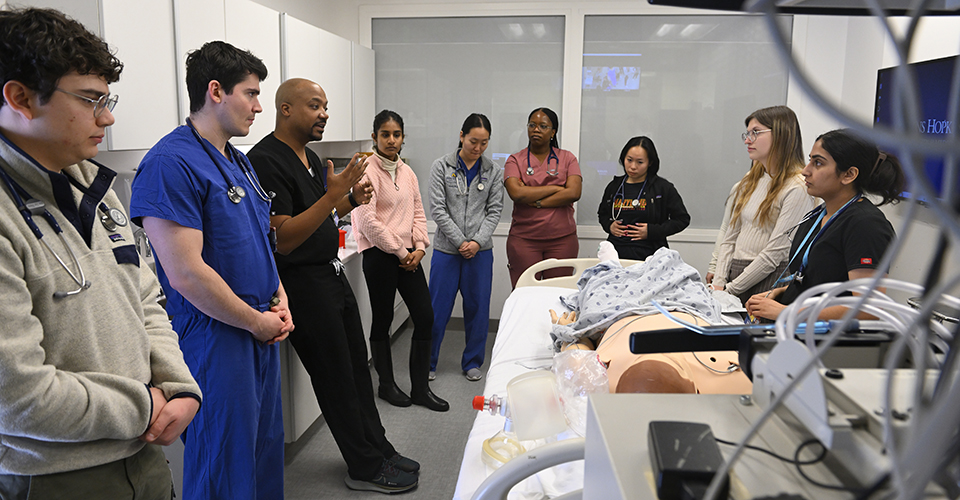 Students learning in the Sim Lab.