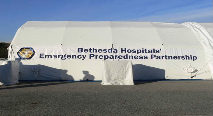 Inflatable tent used by the Bethesda Hospitals' Emergency Preparedness Partnership.